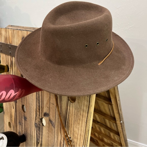 Vintage Broner Outback Crushable 100% Wool Brown Hat  SIZE Medium 8” - Picture 2 of 9